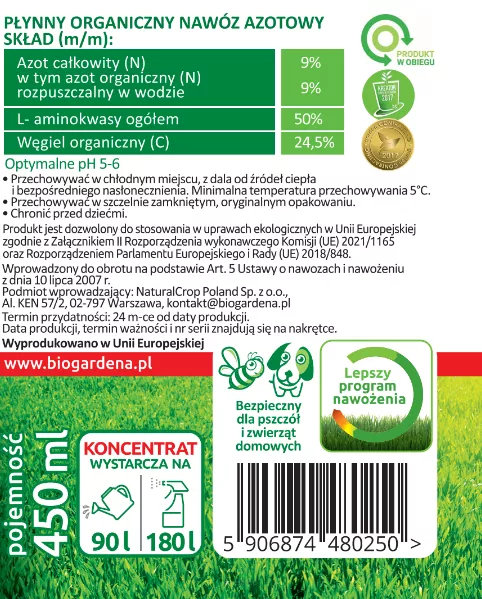 Nawóz BiOgardena Vital Plus 4w1: odżywianie, profilaktyka, biostymulacja, regeneracja - 450 ml - obrazek 2