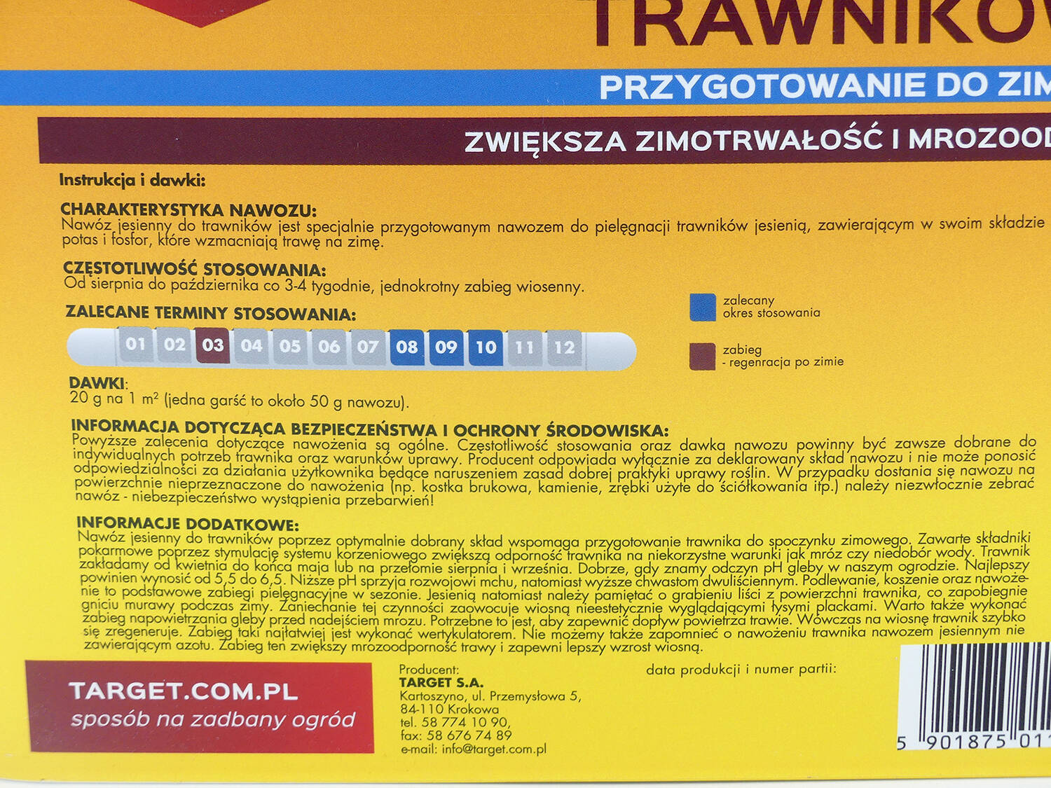 Nawóz Jesienny Do Trawników – 8 kg Target - obrazek 4